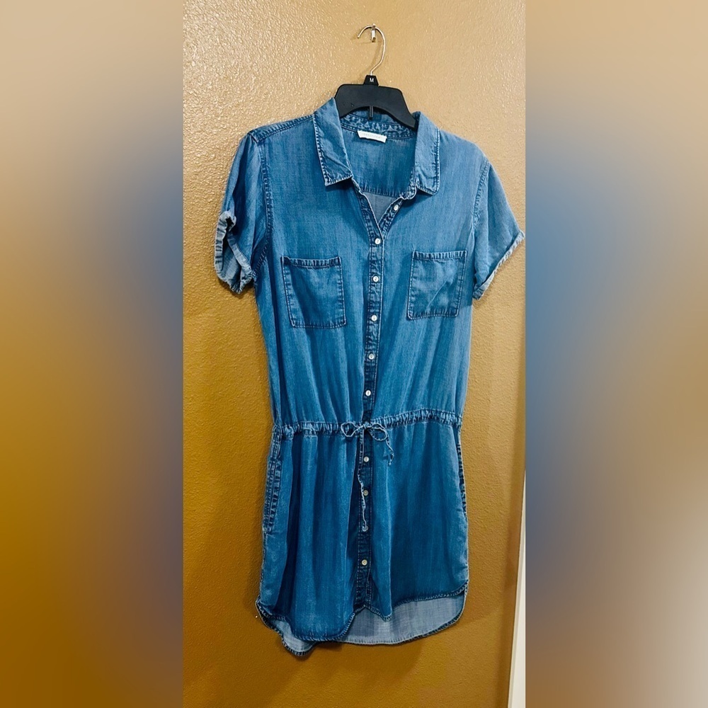Lovestitch Casual Chambray Benji Shirt Dress w/cinched waist. Large. - Picture 8 of 16